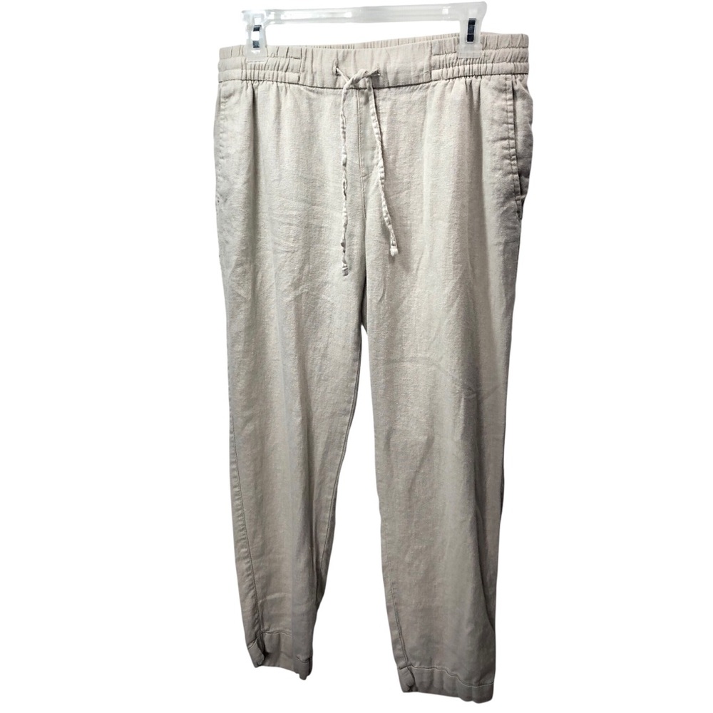 Old Navy Linen Blend Crop Drawstring Pants Sz S Women Tan 10" Mid-Rise Casual